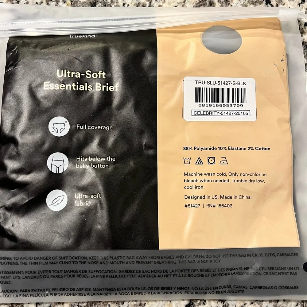 Truekind NWT Ultra-Soft Essentials Black Full Coverage Briefs Panties Size Small